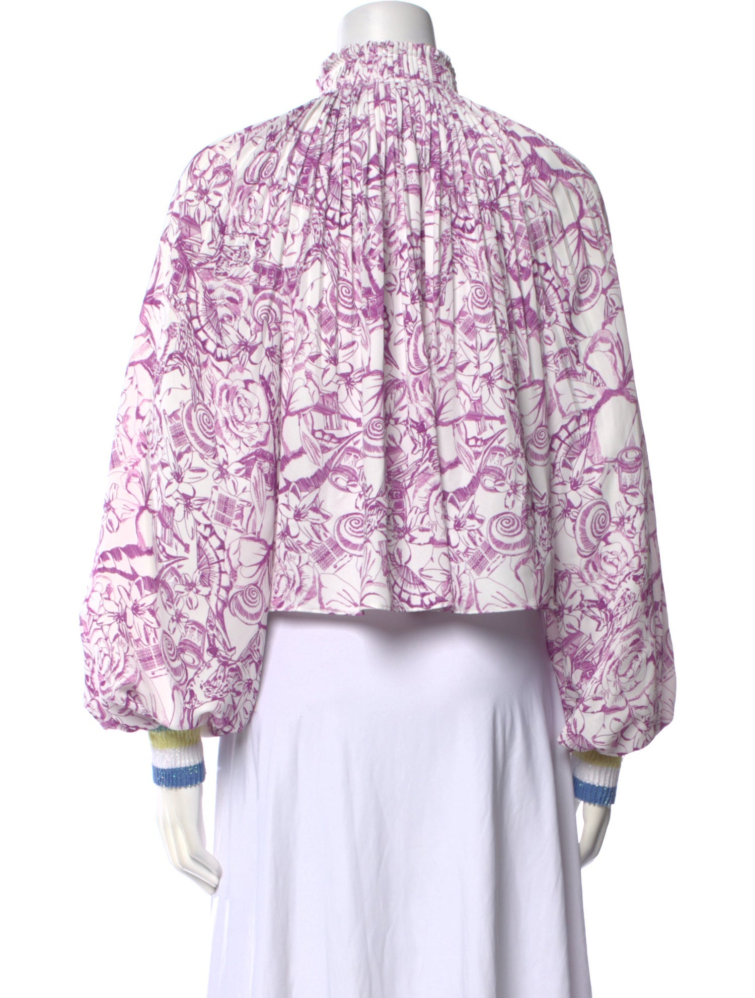 Tibi Floral Print Mock Neck Crop Top